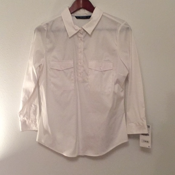 Zara Crisp White Midlength sleeve Blouse - Picture 1 of 5